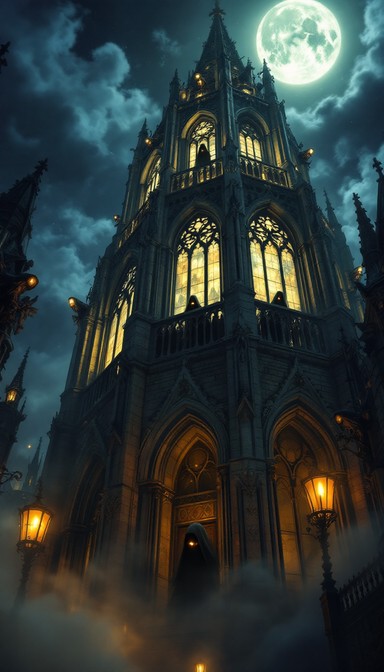 Free Moonlit Gothic Cathedral Image - Cathedral, Gothic, Spires ...