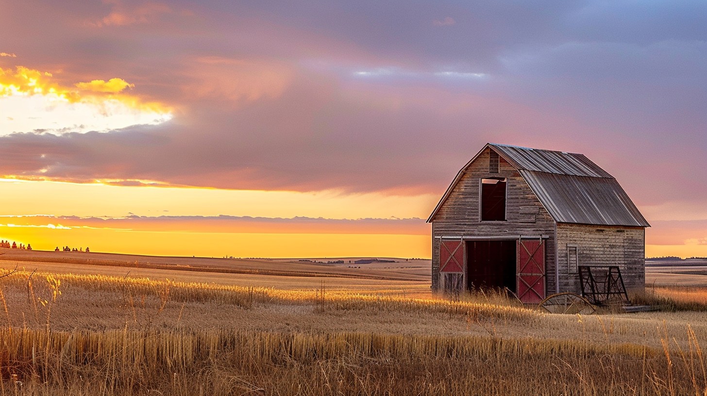 Barn Secene Free Sunset Barn Scene Image - Sunset, Barn, Fields | Download at StockCake