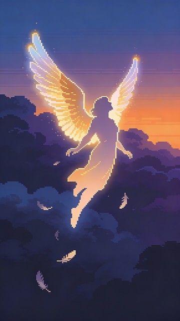 Free Angel Ascending Skyward Image - Angel, Wings, Pixel | Download at ...
