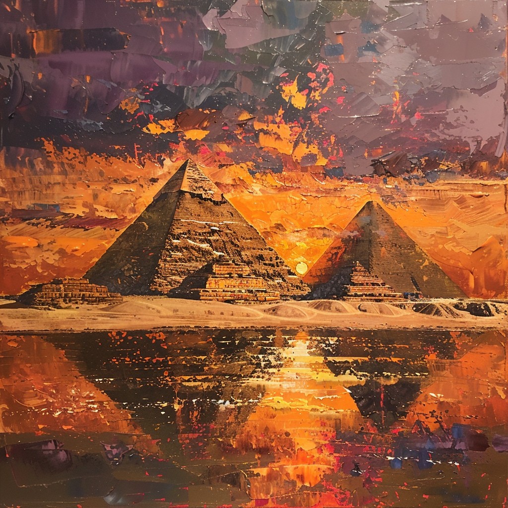Free Pyramids at Sunset Photo - Pyramids, Sunset, Painting | Download ...