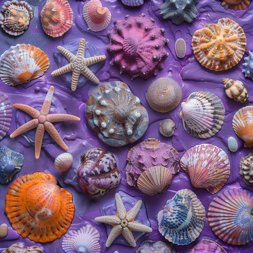 Free Seashell Colorful Display Image - Seashells, Starfish, Purple ...