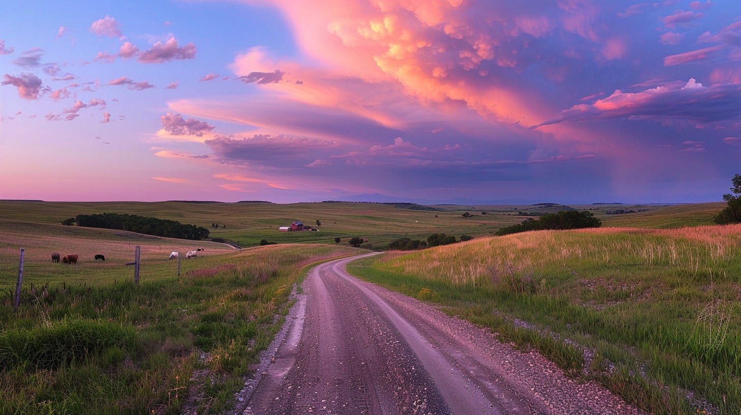 Free Sunset over fields Image - Sunset, Fields, Road | Download at ...