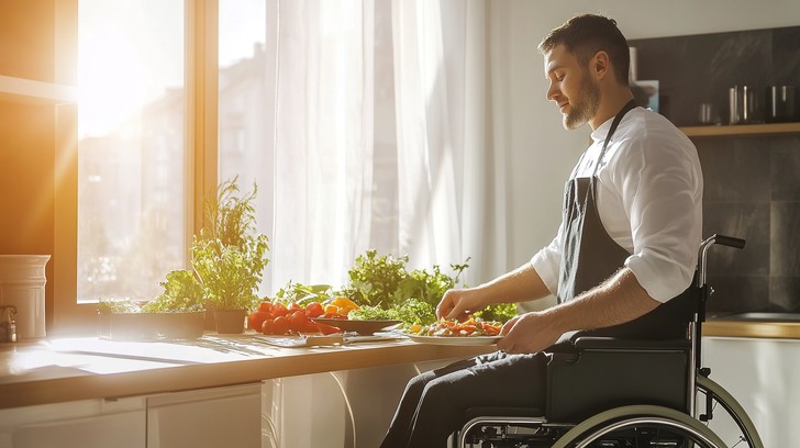 Free Wheelchair user cooking Image | Download at StockCake
