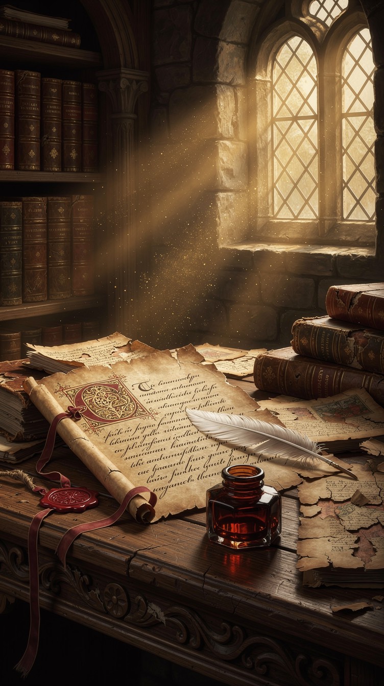 Free Medieval Scholar's Desk Image - Medieval, Manuscript, Parchment ...