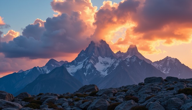 Free Majestic Mountain Sunset Image - Mountains, Sunset, Peaks ...