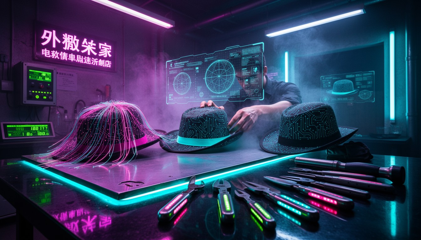 Free Cyberpunk Hat Craftsmanship Image - Cyberpunk, Neon, Workshop ...