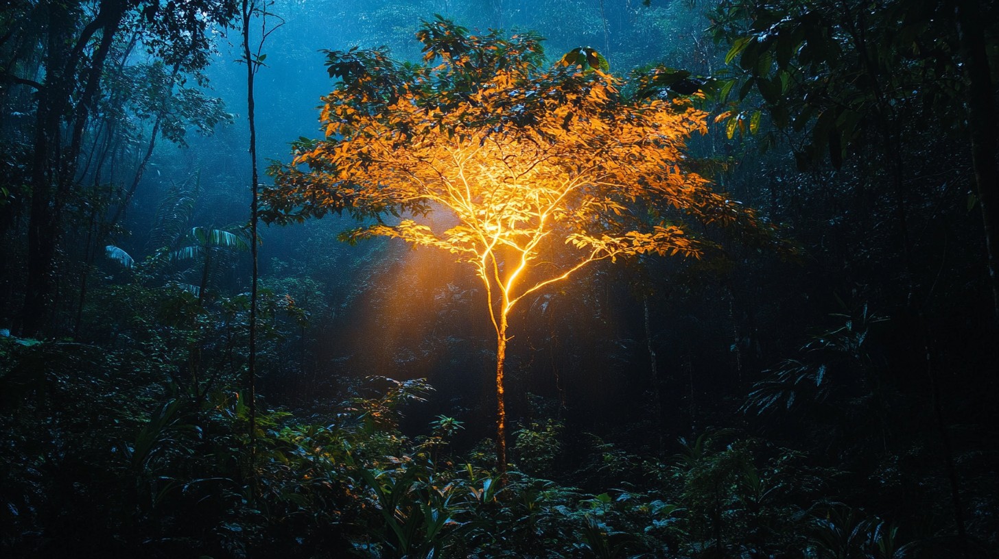 Lit Luster Tree Free Luminous Solitary Tree Image - Tree, Forest, Mist | Download at ...