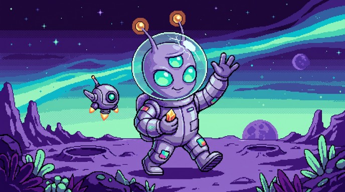 Download Waving Pixel Robot Stock Images for Free | StockCake