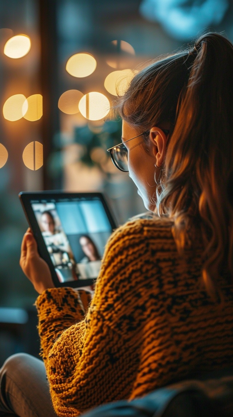 Free Evening Video Call Photo - Woman, Evening, Video Call | Download ...