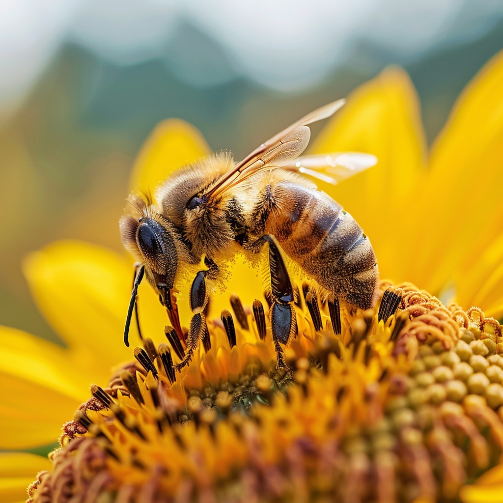Free Bee on Sunflower Image - Bee, Sunflower, Pollination | Download at ...