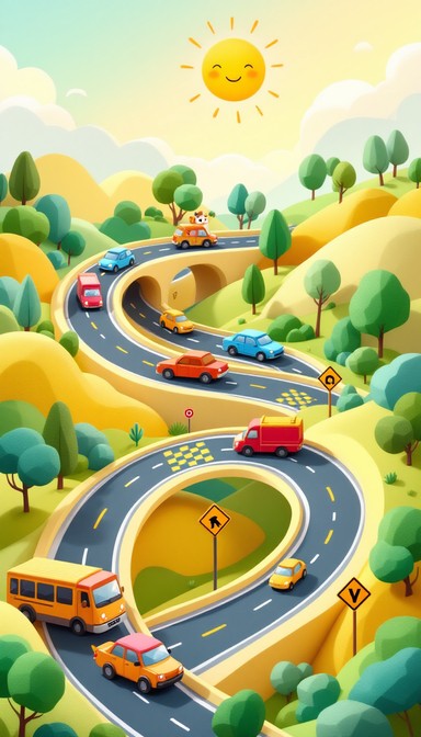Smiling Car Bridge Free Winding Highway Adventure Image - Highway, Road, Journey ...