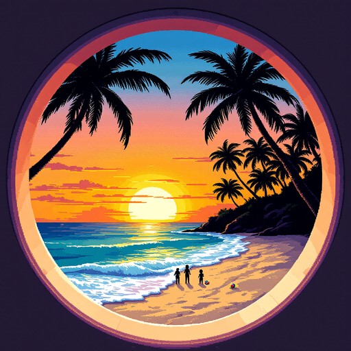 Free Pixel Sunset Paradise Image - Pixel, Beach, Sunset | Download at ...