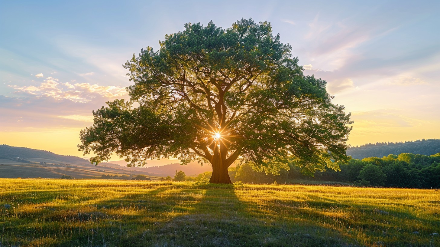 Free Sunset Behind Tree Image - Tree, Sunset, Meadow | Download at ...