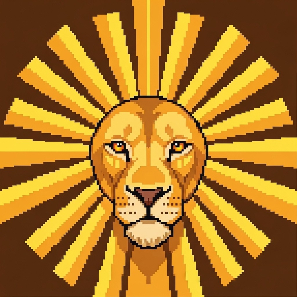 Free Solar Pixel Lion Image - Lion, Pixel, Golden | Download at StockCake