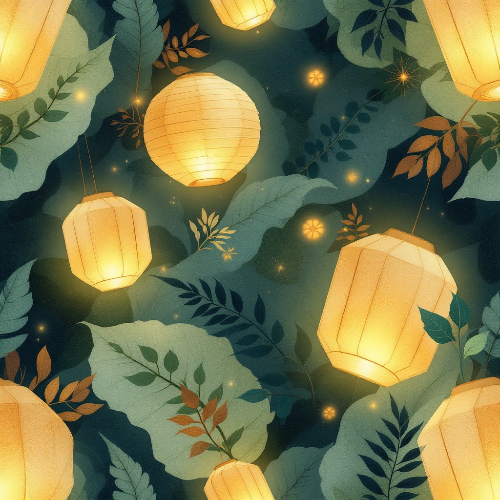Free Enchanted Evening Pattern Image - Pattern, Lanterns, Botanical ...