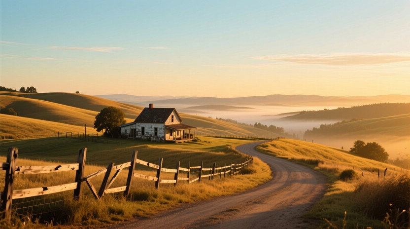 Free Golden Sunset Countryside Image - Farmhouse, Countryside, Sunset ...