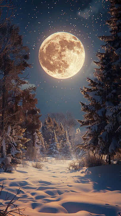 Free Moonlit Winter Forest Image - Moon, Winter, Forest | Download at ...