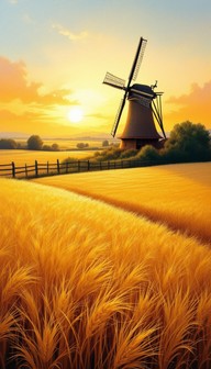 Free Golden Windmill Silhouette Image - Windmill, Sunset, Wheat ...