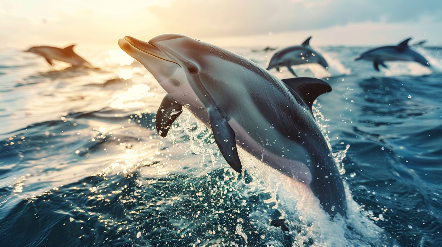 Middle Dolphin Free Dolphins at Play Image - Dolphins, Ocean, Sunset | Download at ...