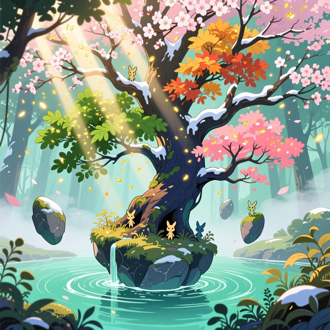Free Four-Season Wonder Image - Forest, Anime, Tree | Download at StockCake