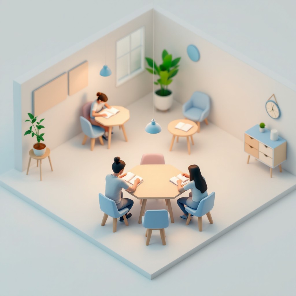 Free Minimalist Study Space Image - Isometric, 3d, Lowpoly | Download ...