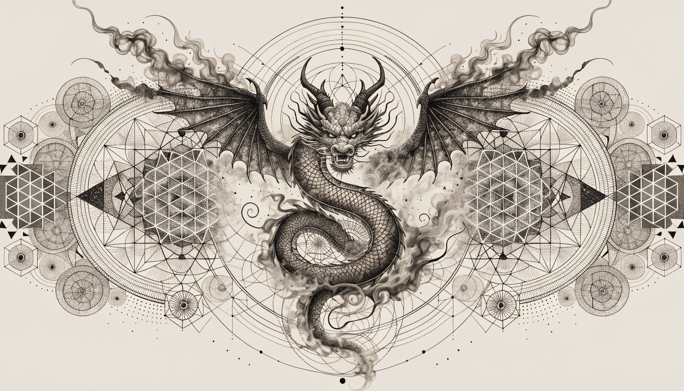 Free Sacred Dragon Geometry Image - Dragon, Tattoo, Dotwork | Download ...