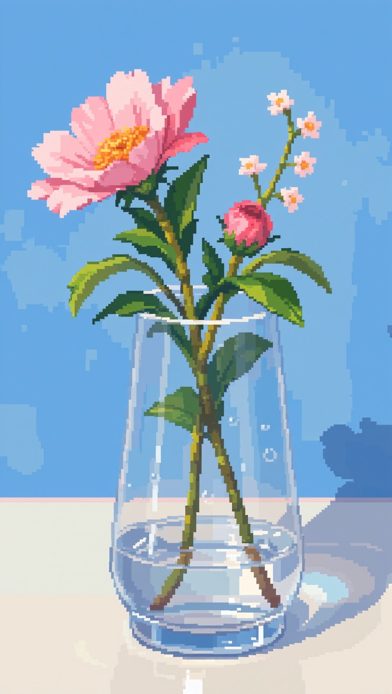 Free Pink Pixel Flower Image - Flower, Pixel, Art | Download at StockCake