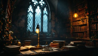 Free Moonlit Library Alcove Image - Darkacademia, Gothic, Victorian ...