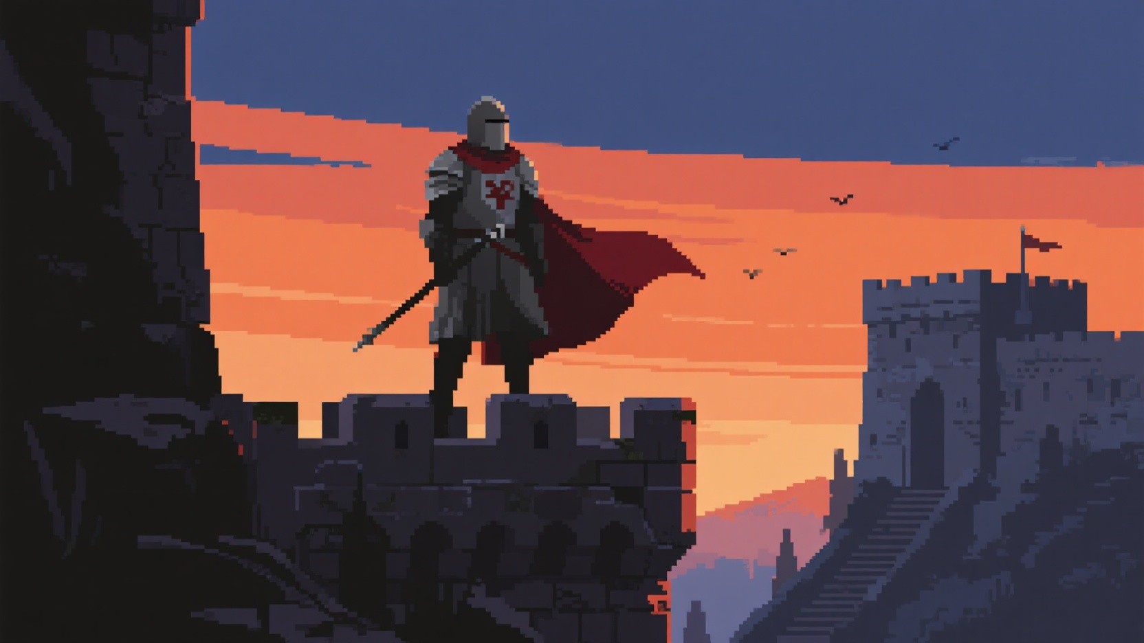 Free Vigilant Pixel Knight Image - Knight, Silhouette, Castle ...