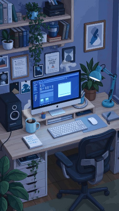 Free Cozy Study Workspace Image - Pixel, Isometric, Desk | Download at ...