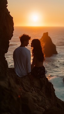 Download Sunset Romance Scene Image - Sunset, Couple, Ocean