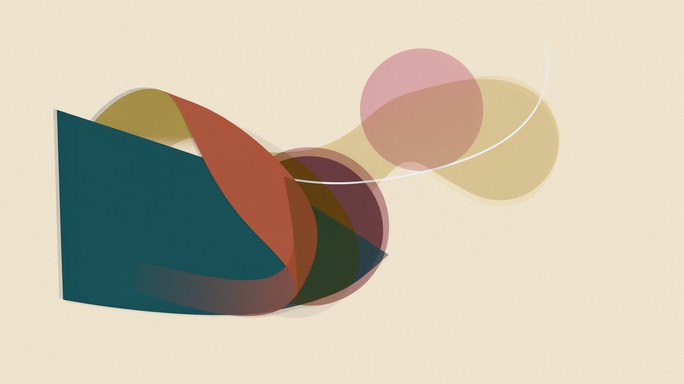 A calm abstract illustration shows bold and soft shapes drifting across ...