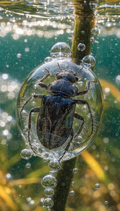 Floating Bug Air Free Silver Bubble Diver Image - Beetle, Insect, Underwater | Download ...