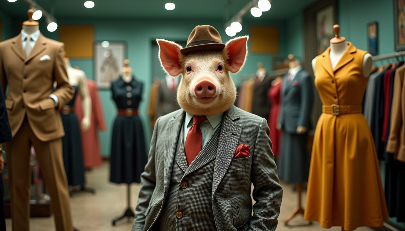 Free Dapper Pig Model Image - Pig, Suit, Fashion | Download at StockCake