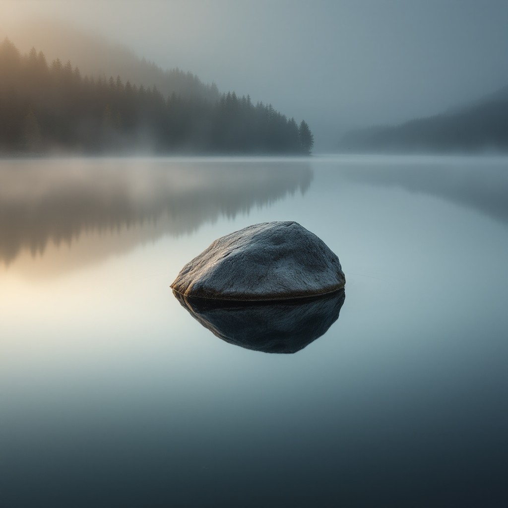 Free Tranquil Lake Dawn Image - Lake, Boulder, Reflection | Download at ...