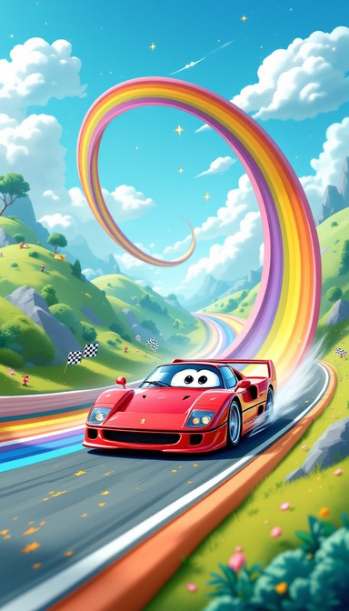 Cartoon Adventure Racing Background Free Rainbow Racing Adventure Image - Car, Racer, Cartoon | Download at ...