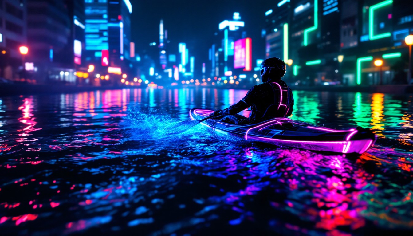 Free Neon Water Adventure Image - Kayaking, Cyberpunk, Neon | Download ...
