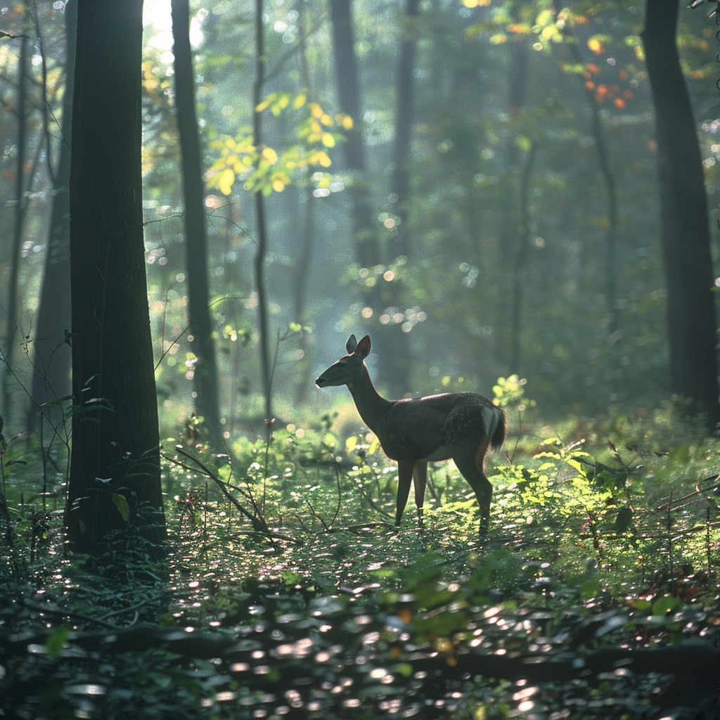 Free Deer in Forest Image - Deer, Forest, Sunlight | Download at StockCake