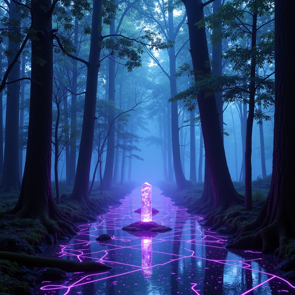 Free Neon Forest Harmony Image - Cyberpunk, Forest, Bioluminescent ...