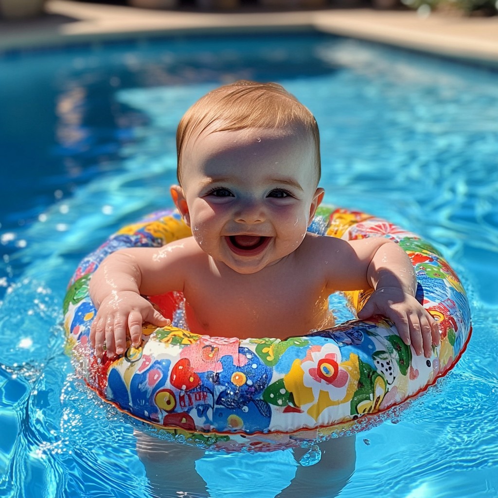 Free Baby enjoys pool Image - Baby, Pool, Summer | Download at StockCake