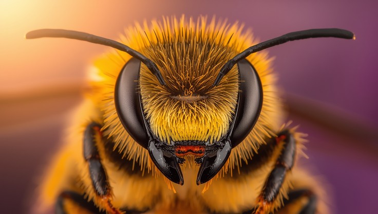 Free Fuzzy Bee Face Image - Bee, Macro, Closeup | Download at StockCake