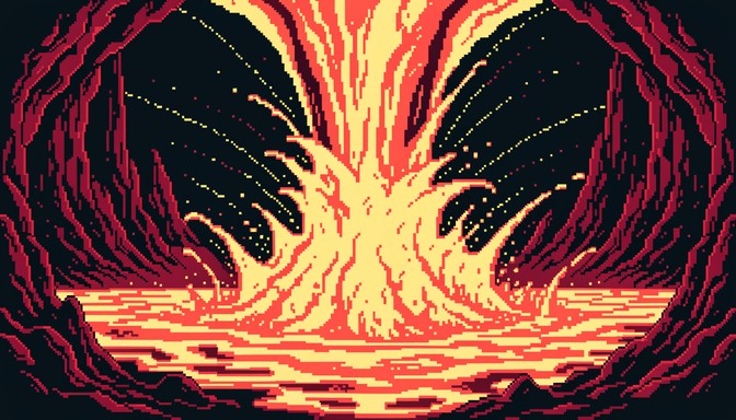 Pixel Lava Fall Free Molten Lava Eruption Image - Lava, Eruption, Volcano | Download at ...