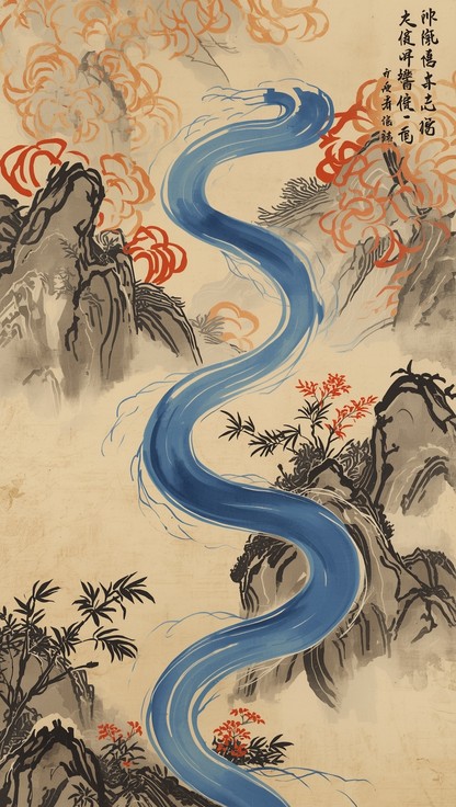 Free Winding Blue River Image - Shanshui, Landscape, River | Download ...