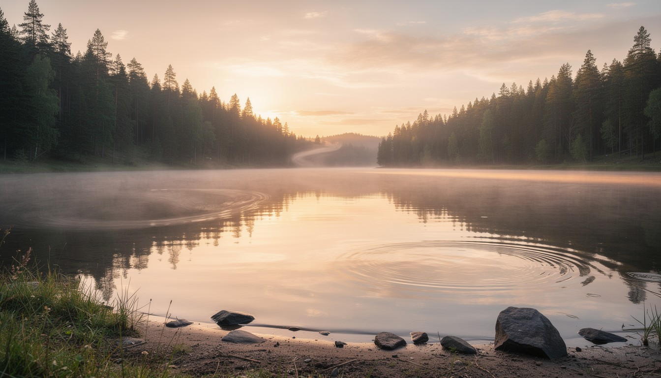 Free Misty Lake Sunrise Image - Sunrise, Lake, Mist | Download at StockCake