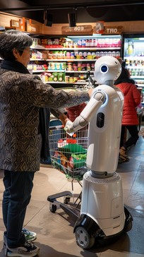 Robotshop Assistant Free Robot Assists Shopper Image - Robot, Shopping, Supermarket ...