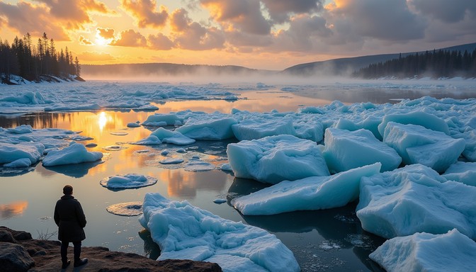 Free Breaking ice sunset Image - Ice, Sunset, River | Download at StockCake