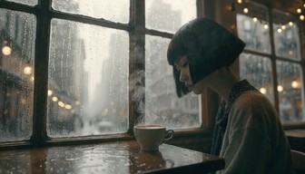Free Rainy Cafe Solitude Image - Woman, Cafe, Rain | Download at StockCake