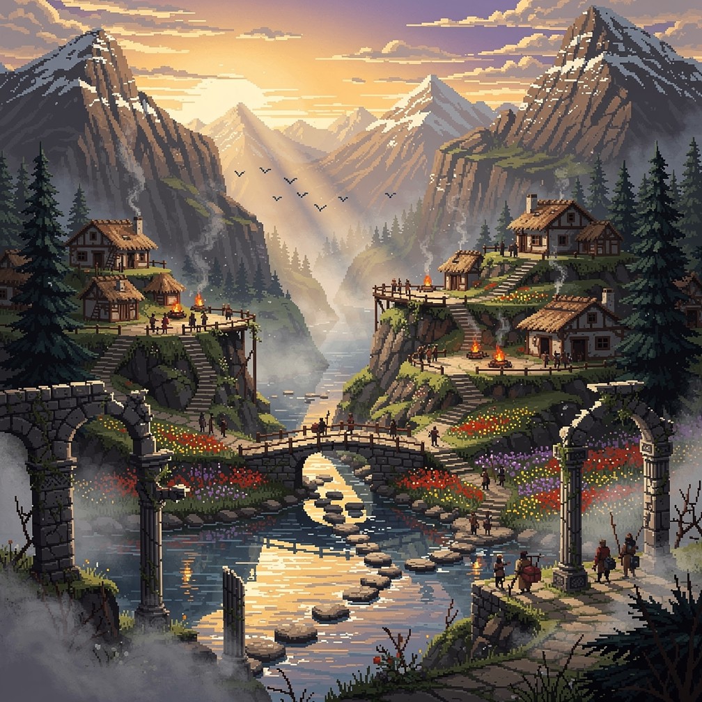 Free Pixel Mountain Civilization Image - Pixel, Art, Landscape ...