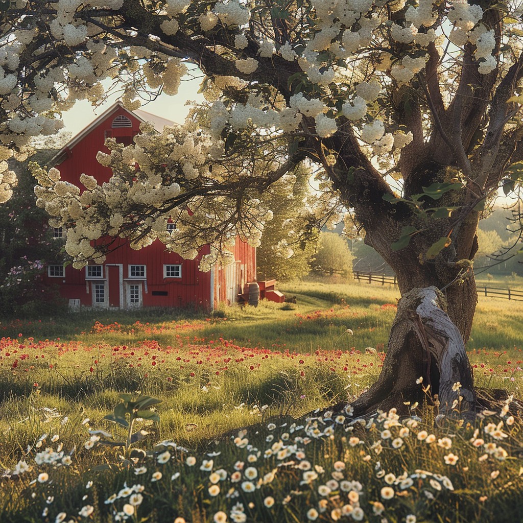Spring Scene Photography Free Bucolic Spring Scene Photo - Farmstead, Spring, Blossoms ...