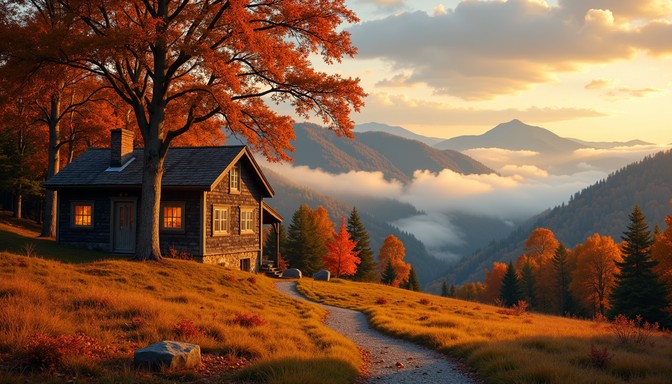 Free Mountain Cabin View Image - Mountain, Cabin, Autumn | Download at ...